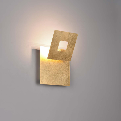 Hotelzimmerbeleuchtung LED Wandleuchte, Schwenkbar, Indirektes Licht, Gold, Quadratisch, 18 cm Höhe, Cafébeleuchtung, Flur Wandstrahler, Wohnzimmerleuchte, Schlafzimmer Wandleuchte, Praxis Wandbeleuchtung, Wartezimmer Strahler, Innenraumbeleuchtung, Wohnraumbeleuchtung, IP20