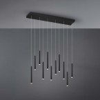 LED Pendelleuchte, Schwarz, Höhe anpassbar, 11 Strahler, Switch Dimmer, 115 cm x 15 cm, Esszimmerbeleuchtung, Café Pendelleuchte, Hotel Hängeleuchte, Dielenleuchte, Praxisbeleuchtung, Wartezimmer Pendelleuchte, Innenraumbeleuchtung, Wohnraumleuchte, IP20