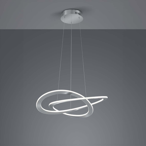 LED Pendelleuchte, Höhenverstellbar, Switch Dimmer, Geschwungen, 71 cm Ø, Esszimmerbeleuchtung, Hotel Hängeleuchte, Restaurant Pendellampe, Flurbeleuchtung, Wohnzimmer Pendellampe, Küchenleuchte, Büro Pendelleuchte, Officeleuchte, Praxis Pendellampe, Wartezimmerleuchte, Innenraumbeleuchtung, Wohnraumleuchte, IP20