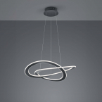 Esszimmerbeleuchtung LED Pendelleuchte, Geschwungen, Höhenverstellbar, Switch Dimmer, Anthrazit, 71 cm Ø, Büro Pendelleuchte, Küchen Hängeleuchte, Flurbeleuchtung, Hotel Pendelleuchte, Café Hängeleuchte, Innenraumbeleuchtung, Wohnraumbeleuchtung, IP20