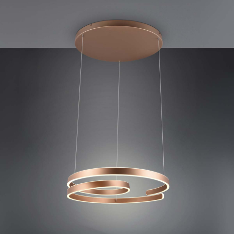 LED Pendelleuchte, Coffee, Spirale, Switch Dimmer, Höhe anpassbar, 65 cm Ø, Restaurantbeleuchtung, Hotel Pendelleuchte, Praxis Hängeleuchte, Wartezimmerleuchte, Caféleuchte, Wohnzimmerlicht, Tresenleuchte, Thekenleuchte, DIelenleuchte, Flur Hängelampe, Innenraumbeleuchtung, Wohnraumbeleuchtung, IP20