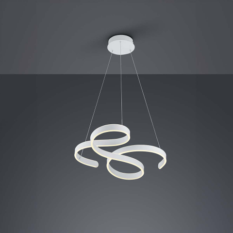 Konferenzraumbeleuchtung LED Pendelleuchte, Weiss, Geschwungen, Höhe anpassbar, Switch Dimmer, 72 cm x 68 cm, Praxis Pendelleuchte, Wartezimmerleuchte, Wohnzimmer Pendellampe, Schlafzimmer Hängeleuchte, Cafébeleuchtung, Hotellampe, Innenraumbeleuchtung, Wohnraumbeleuchtung, IP20