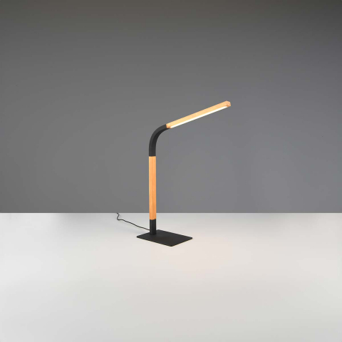 LED Tischleuchte, Holz, Metall, Schwarz, Natur, Touch Dimmer, Flexibel, bis 73 cm Höhe, Schlafzimmerbeleuchtung, Bettleuchte, Nachttischleuchte, Tischbeleuchtung, Wohnzimmer Tischlampe, Innenraumbeleuchtung, Wohnraumbeleuchtung, IP20