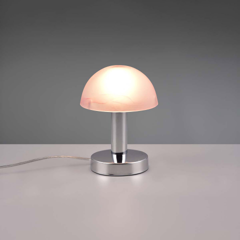 Hotelzimmerbeleuchtung Tischleuchte, Touch Funktion, Glasschirm, Chrome, Purple, 21 cm Höhe, Sideboardbeleuchtung, Kommodenbeleuchtung, Nachttischleuchte, Schlafzimmer Tischleuchte, Wohnzimmer Tischlampe, Innenraumbeleuchtung, Wohnraumbeleuchtung, IP20
