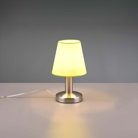Hotelzimmerbeleuchtung Tischleuchte, Stoffschirm, Grün, Metall, Konisch, Touch Funktion, 24 cm Höhe, Bettleuchte, Schlafzimmer Tischleuchte, Nachttischleuchte, Sideboardbeleuchtung, Kommodenleuchte, Innenraumbeleuchtung, Wohnraumbeleuchtung, IP20