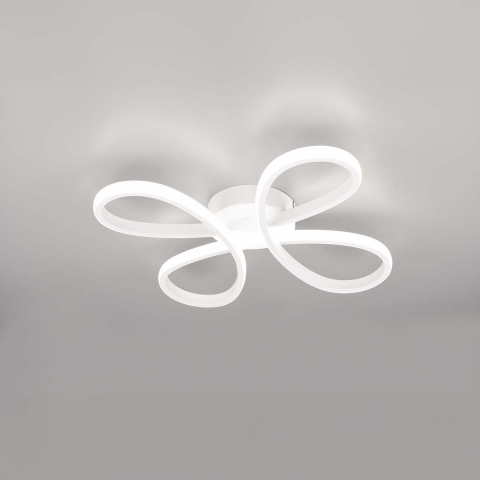 LED Deckenleuchte, Geschwungen, Weiss, Switch Dimmer, 4000 Kelvin, 40 cm x 40 cm, Ladenbeleuchtung, Hotel Deckenleuchte, Cafébeleuchtung, Wartezimmer Deckenleuchte, Praxis Deckenlampe, Restaurantdeckenlicht, Innenraumbeleuchtung, Wohnraumbeleuchtung, IP20