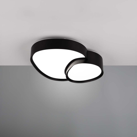 Hotelzimmerbeleuchtung LED Deckenleuchte, Schwarz, Fernbedienung, Farbwechsler, Dimmer, Nachtlicht, 43 cm x 36 cm, Restaurant Deckenlicht, Praxisbeleuchtung, Wartezimmer Deckenbeleuchtung, Flurleuchte, Innenraumbeleuchtung, Wohnraumbeleuchtung, IP20