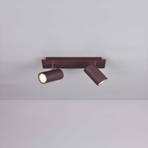 Küchenbeleuchtung Deckenleuchte, 2er Strahler, Rostfarbig, Verstellbar, 30 cm x 9 cm, Hotel Deckenstrahler, Restaurant Deckenspot, Esszimmer Deckenleuchte, Wohnzimmer Deckenstrahler, Wartezimmerleuchte, Praxisleuchte, Innenraumbeleuchtung, Wohnraumbeleuchtung, IP20