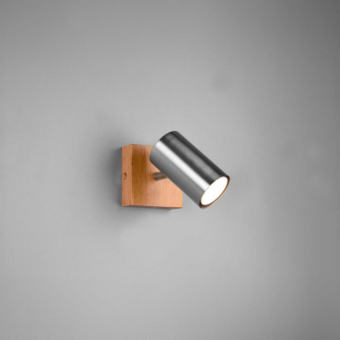 Wandleuchte, Deckenleuchte, 1er Spot, Verstellbar, Holz, Metall, 12 cm x 9 cm, Schlafzimmerbeleuchtung, Flurbeleuchtung, Hotelstrahler, Wartezimmerstrahler, Caféspot, Wohnzimmerwandleuchte, Innenraumbeleuchtung, Wohnraumbeleuchtung, IP20