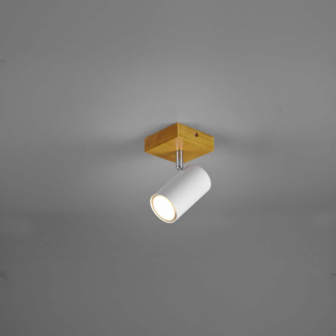 Deckenstrahler, Quadrat, Zylinder, Weiß, Holz, Braun, Natur, Verstellbar, 16 cm Höhe, Bürobeleuchtung, Schlafzimmer Strahler, Wohnzimmer Deckenleuchte, Wartezimmer Deckenstrahler, Praxis Deckenleuchte, Innenraumbeleuchtung, Wohnraumbeleuchtung, IP20