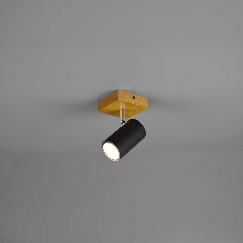 Hotelzimmerbeleuchtung Wandleuchte, Deckenleuchte, 1er Spot, Holz, Braun, Schwarz, 16 cm Höhe, Hotel Deckenleuchte, Restaurant Wandleuchte, Caféstrahler, Wartezimmer Wandstrahler, Praxis Deckenstrahler, Flurbeleuchtung, Innenraumbeleuchtung, Wohnraumbeleuchtung, IP20