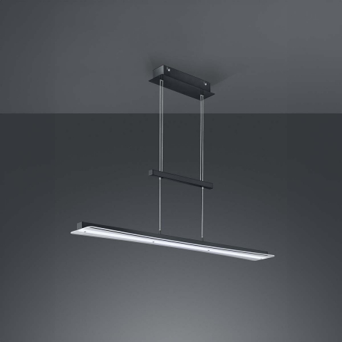 LED Pendelleuchte, Schwarz, Höhe verstellbar, Dimmer, Farbwechsler, 100 cm x 12 cm, Esszimmerbeleuchtung, Konferenzraumbeleuchtung, Küchenpendelleuchte, Tresenleuchte, Praxis Pendellampe, Innenraumbeleuchtung, Wohnraumbeleuchtung, IP20
