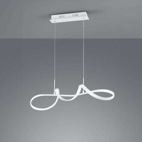 LED Pendelleuchte, Weiss, Switch Dimmer, Höhe anspassbar, 81 cm x 46 cm, Esszimmerbeleuchtung, Küchenhängeleuchte, Cafébeleuchtung, Büropendellampe, Praxishängeleuchte, Wartezimmerpendelleuchte, Innenraumbeleuchtung, Wohnraumbeleuchtung, IP20