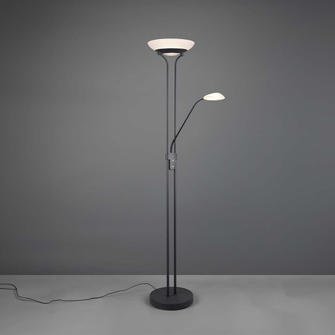 LED Stehleuchte, Deckenfluter, Lesearm, Dimmer, Memoryfunktion, 180 cm Höhe, Wohnzimmerbeleuchtung, Caféleuchte, Leseleuchte, Wohnzimmerleuchte, Schlafzimmerlampe, Fluter, Deckenfluter, Bürostehleuchte, Innenraumbeleuchtung, Wohnraumbeleuchtung, IP20