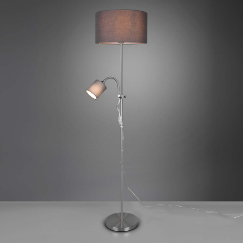 Stehleuchte, Stoffschirm, Lesearm, Flexibel, Schalter, 160 cm Höhe, Hotelzimmerbeleuchtung, Cafébeleuchtung, Schlafzimmer Stehleuchte, Leseleuchte, Bibliotheksleuchte, Wohnzimmerleuchte, Innenraumbeleuchtung, Wohnraumbeleuchtung, IP20