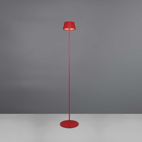 LED Aussen Stehleuchte, Rot, Touch Dimmer, Akku, IP44, 123 cm Höhe, Terrassenbeleuchtung, Balkonstehleuchte, Verandastehlampe, Gartenstehleuchte, Weglampe, Hotelaussenleuchte, Restaurantaussenlampe, Caféaussenbeleuchtung, Outdoorleuchte