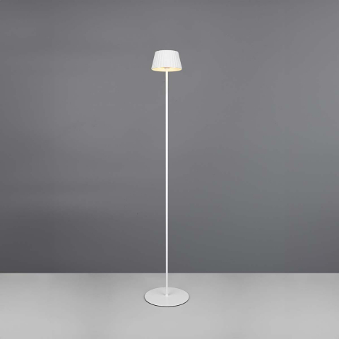 LED Aussen Stehleuchte, Weiss, Akku, Dimmer, IP44, 123 cm Höhe, Terrassenbeleuchtung, Balkon Stehleuchte, Veranda Stehleuchte, Gartenleuchte, Aussen Stehbeleuchtung, Restaurant Stehleuchte, Outdoorleuchte