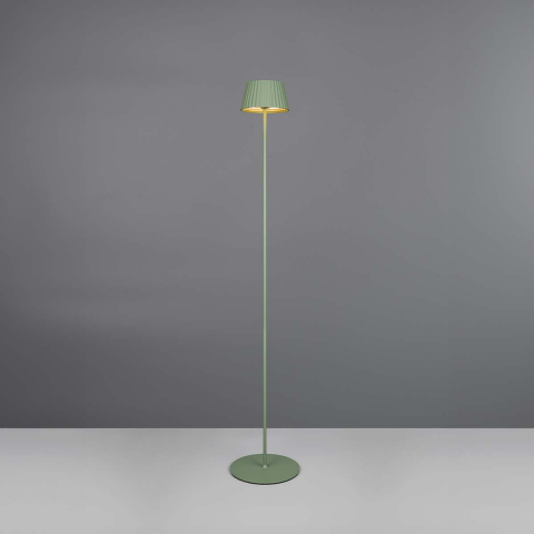 LED Aussen Stehleuchte, Grün, Akku, Sensordimmer, IP44, 123 cm Höhe, Gartenbeleuchtung, Terrassen Stehleuchte, Balkonstehleuchte, Verandastehlampe, Hotelaussenstehleuchte, Restaurantaussenstehlampe, Outdoorleuchte
