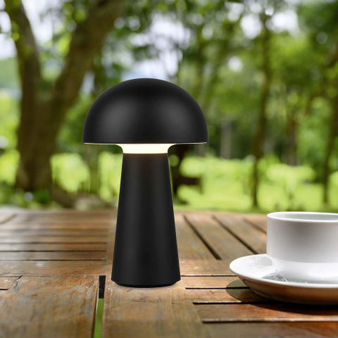 LED Aussen Tischleuchte, Pilzform, Modern, Schwarz, Touch Dimmer, IP44, 21 cm Höhe, Terrassenbeleuchtung, Balkontischleuchte, Restaurantaussentischlampe, Hoteltischleuchte, Outdoorleuchte