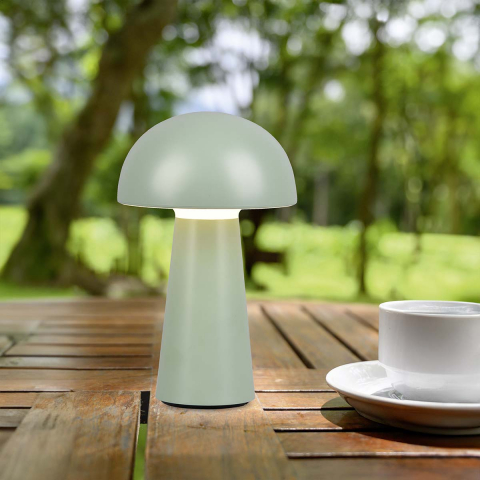 LED Aussen Tischleuchte, Grün, Akku, Touch Dimmer, IP44, 21 cm Höhe, Terrassenbeleuchtung, Balkontischleuchte, Terrassentischlampe, Hotelaussentischlampe, Restaurantaussentischbeleuchtung, Hotellampe