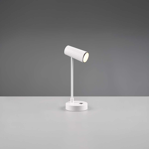 Lampe de bureau LED, batterie, connexion USB-C, changement de température de couleur, variateur de lumière à capteur, blanc, plastique, économie d'énergie, 2,5 watts, 230 lumens, lampe de bureau, lampe de chevet, lampe de lit, éclairage de buffet, lampe de commode, lampe de buffet, éclairage intérieur, éclairage domestique, IP20