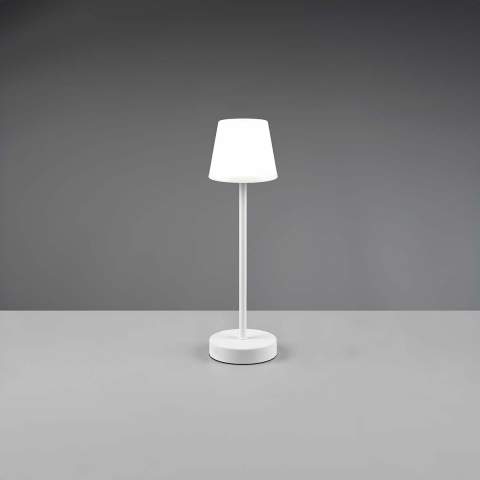 LED Aussen Tischleuchte, Weiss, Akku, Dimmer, Farbwechsler, IP44, 39 cm Höhe, Gartenbeleuchtung, Gartentischleuchte, Outdoorleuchte, Campingleuchte, Mobile Leuchte, Balkontischlampe, Terrassenleuchte, Verandabeleuchtung