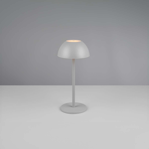 LED Aussen Tischleuchte, Akku, USB-C, Touch Dimmer, Up-Down-Licht, Grau, IP54, 30 cm Höhe, Balkonbeleuchtung, Terrassentischleuchte, Verandatischleuchte, Restauranttischlampe, Hotelaussentischlampe, Outdoorleuchte, Gartentischleuchte, Mobile Leuchte, Akkubeleuchtung, Campingleuchte