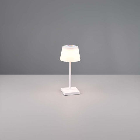 Terrassenbeleuchtung LED Aussen Tischleuchte, Weiss, Akku, USB-C, Dimmer, Farbwechsler, RGBW, IP44, 30 cm Höhe, Balkonbeleuchtung, Gartenbeleuchtung, Verandabeleuchtung, Nachttischbeleuchtung