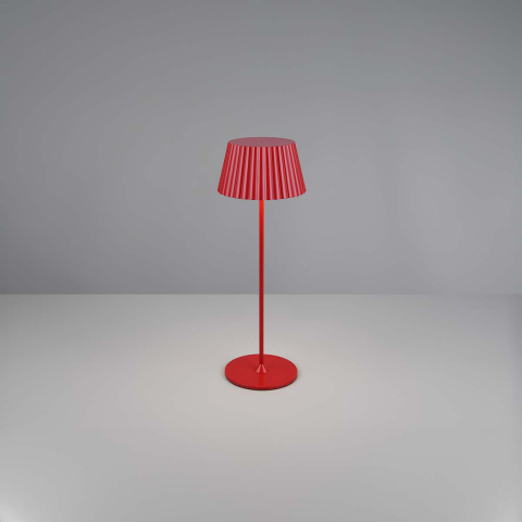 Balkonbeleuchtung, Terrassenbeleuchtung, Campingbeleuchtung, Gartenbeleuchtung LED Aussen Tischleuchte, Rot, Akku, Ladestation, Dimmer, Touchfunktion, IP44, 39 cm Höhe