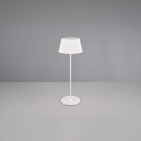 LED Aussen Tischleuchte, Akku, Ladestation, Weiss, Dimmer, IP44, 39 cm Höhe, Hotelbeleuchtung, Restauranttischleuchte, Hoteltischleuchte, Bettleuchte, Nachttischleuchte, Outdoorleuchte, Balkontischleuchte, Verandatischleuchte, Terrassenleuchte