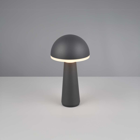 Balkonbeleuchtung, Terrassenbeleuchtung, Outdoorbeleuchtung, Campingbeleuchtung, Hotelbeleuchtung, Restaurantbeleuchtung LED Aussen Tischleuchte, Schwarz, Pilz, Akku, Ladestation, Farbwechsler, Dimmer, IP54, 31 cm Höhe