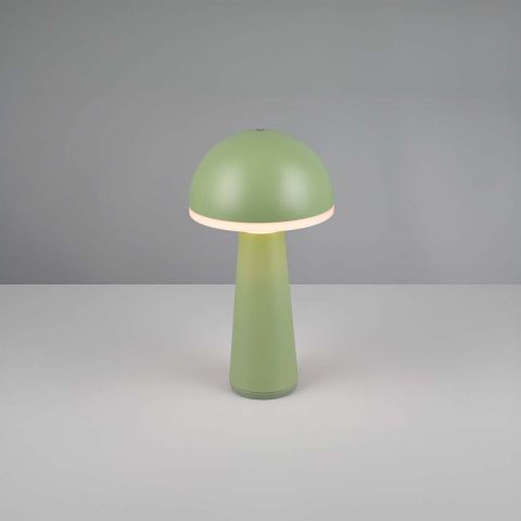 LED Aussen Tischleuchte, Dimmer, Akku, Grün, Farbwechsler, Pilzförmig, IP54, 31 cm Höhe, Campingbeleuchtung, Mobile Leuchte, Gartentischleuchte, Balkontischlampe, Verandaleuchte, Bettleuchte, Terrassentischleuchte, Outdoorleuchte