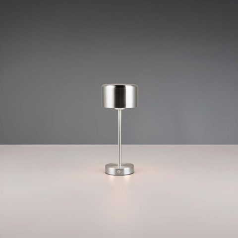 LED Tischleuchte, Modern, Nickel, Touch Dimmer, Akku, 30 cm Höhe, Nachttischbeleuchtung, Bettleuchte, Cafétischleuchte, Hoteltischlampe, Restauranttischlampe, Mobile Leuchte, Akkuleuchte, Schlafzimmertischleuchte, Wohnzimmerleuchte, Schlafzimmerleuchte, Innenraumbeleuchtung, Wohnraumbeleuchtung, IP20