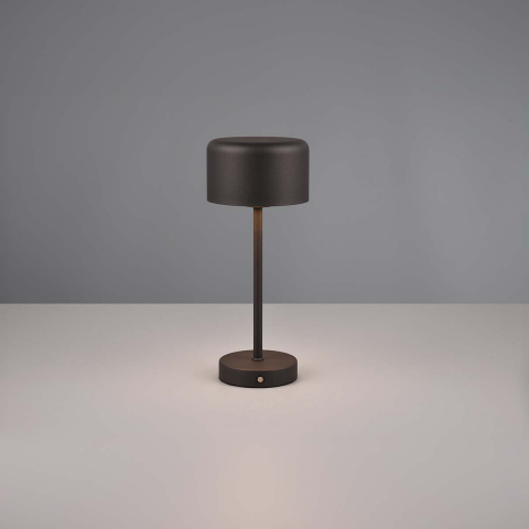 LED Tischleuchte, Schwarz, Metall, Rund, Touch Dimmer, Akku, 30 cm Höhe, Schlafzimmerbeleuchtung, Bettleuchte, Nachttischleuchte, Sideboardleuchte, Kommodenleuchte, Regalleuchte, Hoteltischleuchte, Restauranttischleuchte, Schlafzimmertischleuchte, Cafétischlampe, Innenraumbeleuchtung, Wohnraumbeleuchtung, IP20