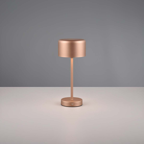 LED Tischleuchte, Coffee, Metall, Rund, Touch Dimmer, Akku, 30 cm Höhe, Schlafzimmerbeleuchtung, Hoteltischlampe, Akkuleuchte, Mobile Leuchte, Nachttischleuchte, Bettleuchte, Sideboardleuchte, Kommodenleuchte, Regallampe, Innenraumbeleuchtung, Wohnraumbeleuchtung, IP20