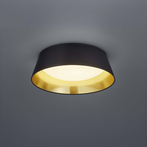LED Deckenleuchte, Wandleuchte, Schwarz, Gold, Rund, 34 cm Ø, Hotelbeleuchtung, Restaurantdeckenleuchte, Wartezimmerleuchte, Praxisdeckenleuchte, Flurbeleuchtung, Bürodeckenlampe, Esszimmerdeckenleuchte, Innenraumbeleuchtung, Wohnraumbeleuchtung, IP20