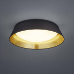 LED Deckenleuchte, Schwarz, Gold, Weiss, Stoff, Rund, 45 cm Ø, Wohnzimmerbeleuchtung, Cafébeleuchtung, Wartezimmerlampe, Praxislicht, Restaurantdeckenlampe, Hotellampe, Flurbeleuchtung, Innenraumbeleuchtung, Wohnraumbeleuchtung, IP20