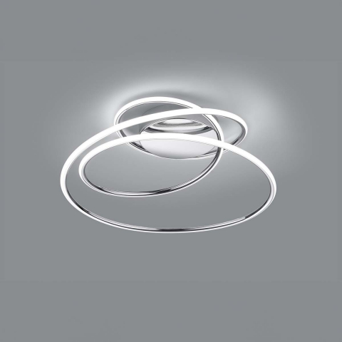 LED Deckenleuchte, Chrom, Metall, Spiralförmig, Switch Dimmer, 4000 Kelvin, 50 cm x 48 cm, Bürobeleuchtung, Praxisleuchte, Wartezimmerleuchte, Flurlampe, Schlafzimmerdeckenleuchte, Wohnraumbeleuchtung, Innenraumbeleuchtung, IP20