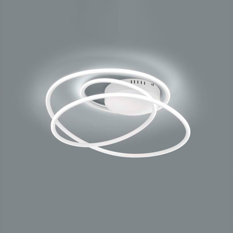 LED Deckenleuchte, Weiss, Metall, Spiralförmig, Switch Dimmer, 4000 Kelvin, 50 cm x 48 cm, Wohnzimmerbeleuchtung, Praxisleuchte, Wartezimmerleuchte, Flurlampe, Schlafzimmerdeckenlicht, Caféleuchte, Innenraumbeleuchtung, Wohnraumbeleuchtung, IP20