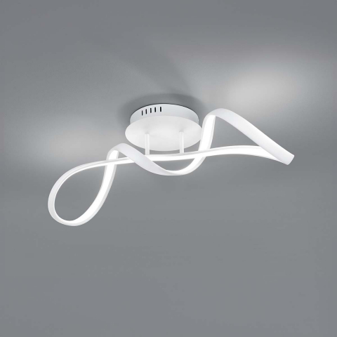 LED Deckenleuchte, Weiss, Geschwungen, Switch Dimmer, 4000 Kelvin, 60 cm x 18 cm, Bürobeleuchtung, Cafédeckenleuchte, Wartezimmerdeckenleuchte, Praxisdeckenlampe, Schlafzimmerdeckenlicht, Wohnzimmerlampe, Innenraumbeleuchtung, Wohnraumbeleuchtung, IP20