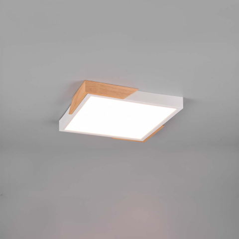 Bürobeleuchtung, Küchenbeleuchtung, Wohnzimmerbeleuchtung, Schlafzimmerbeleuchtung, Flurbeleuchtung, LED Deckenleuchte, Quadratisch, Weiss, Holz, Switch Dimmer, 31 cm x 31 cm