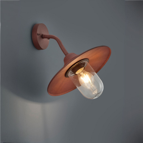 Aussen Wandleuchte, IP44, Rostfarbig, Braun, Aluminium, Glas, 32 cm Höhe, Gartenbeleuchtung, Hausfassadenleuchte, Wegleuchte, Türeingangsleuchte, Hofleuchte, Fassadenlicht, Eingansbereichsleuchte, Restaurantaussenleuchte, Outdoorleuchte
