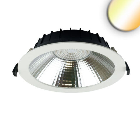 LED Einbaustrahler, Rund, Reflektor, Farbwechsler, Dimmbar, IP44, 20 cm Ø, Gebäudebeleuchtung, Museumseinbaustrahler, Praxis Deckeneinbaustrahler, Wartezimmer Deckeneinbauspot, Korridorbeleuchtung, Flurleuchte, Treppenhausbeleuchtung, Balkon Deckenlampe, Terrassenbeleuchtung, Verandadeckeneinbaustrahler