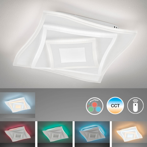 LED Deckenleuchte, RGBW, Farbwechsler, Dimmer, Fernbedienung, 32 cm x 32 cm, Praxis Deckenlicht, Wartezimmerbeleuchtung, Hotel Deckenleuchte, Restaurant Deckenlicht, Schlafzimmerleuchte, Wohnzimmer Deckenleuchte, Innenraumbeleuchtung, Wohnraumbeleuchtung, IP20