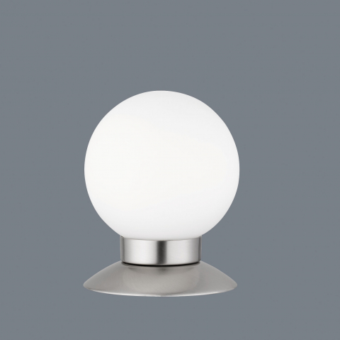 LED Tischleuchte, Bettleuchte, Glas, Kugel, Touch Dimmer, 13 cm Höhe, Hotelzimmerbeleuchtung, Sideboardbeleuchtung, Regalleuchte, Kommodenleuchte, Nachttischbeleuchtung, Anrichtenbeleuchtung, Innenraumleuchte, Wohnraumbeleuchtung, IP20