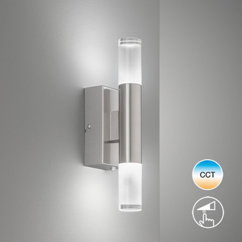 Hotelbeleuchtung LED-Wandleuchte, Acrylglas, satiniert, Touch-Dimmer, 20 cm x 7 cm, Flurbeleuchtung, Dielenbeleuchtung, Treppenhausbeleuchtung, Praxis Wandleuchte, Wartezimmer Wandlampe