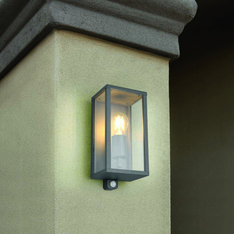 Aussen Wandleuchte, Anthrazit, Aluminium, Bewegungsmelder, 14 cm x 29 cm, Terrassenbeleuchtung, Terrassenwandleuchte, Gartenleuchte, Balkonwandleuchte, Verandawandleuchte, Outdoorleuchte
