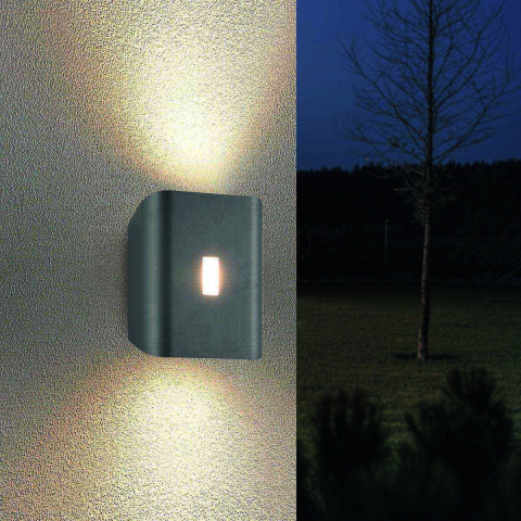 LED Aussen Wandleuchte, Farbwechsler, Dip Switch, Anthrazit, Up-Down-Licht, IP 54, 20 cm Höhe, Terrassenbeleuchtung, Balkonwandleuchte, Verandabeleuchtung, Caféaussenleuchte, Mauerleuchte, Fassadenbeleuchtung, Outdoorleuchte