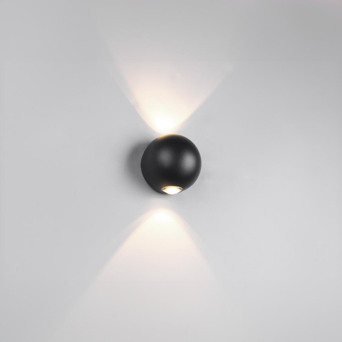 LED Aussen Wandleuchte, Outdoor, Schwarz, Matt, Up and Down Beleuchtung, IP54, 10cm Durchmesser, 2 x 2 Watt, 3000 Kelvin, Fassadenleuchte, Outdoorleuchte, Balkonbeleuchtung, Verandalampe, Türeingangsleuchte, Terrassenbeleuchtung