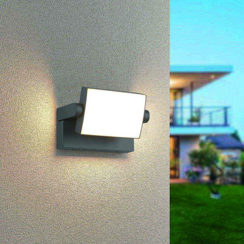 LED Aussen Wandleuchte, Kippbar, Anthrazit, Aluminium, IP 54, 20 cm x 10 cm, Terrassenbeleuchtung, Balkon Wandleuchte, Verandabeleuchtung, Restaurantaussenleuchte, Hotelaussenleuchte, Outdoorleuchte, Weglampe, Hofbeleuchtung